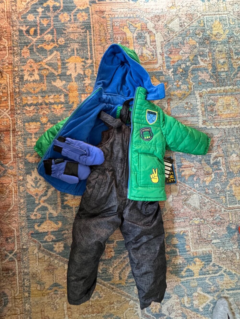 NWT - Snowsuit 2 Piece Polar Fleece Lined + mittens- SIZE 24M